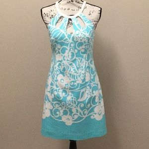 Lilly Pulitzer aqua and white racer back dress